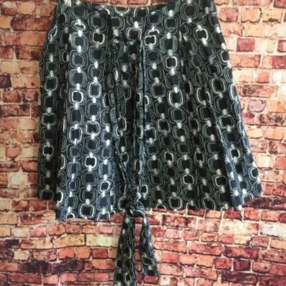 Becky & Max Blue White Geometric A-Line Skirt Size - Picture 3 of 4
